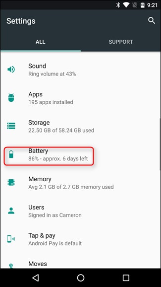 بررسی گزارش مصرف باتری برای افزایش عمر باتری