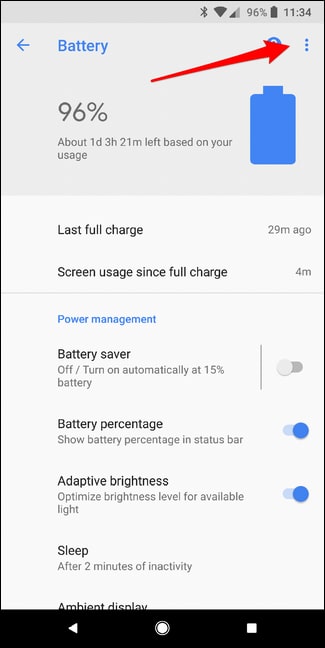 بررسی گزارش مصرف باتری برای افزایش عمر باتری