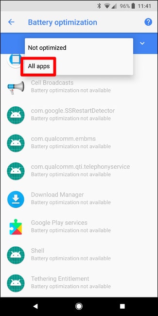 بررسی تنظیمات Battery Optimization برای افزایش عمر باتری