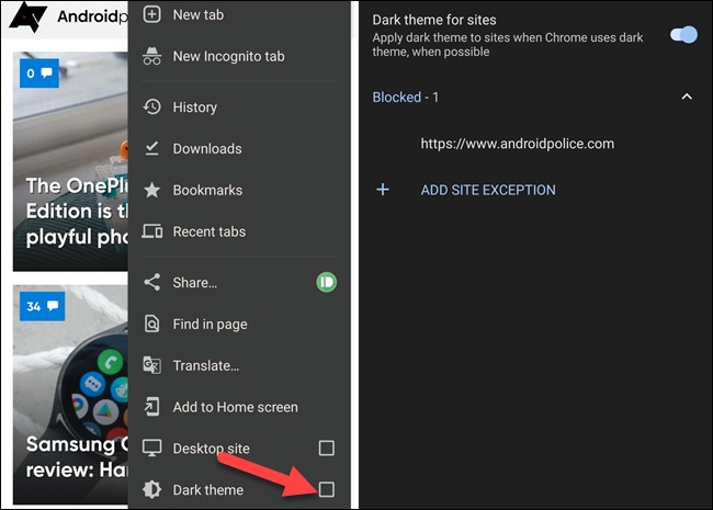 دارک مود کروم ۹۶