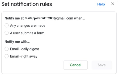 اعلان تغییرات در گوگل شیت از طریق ایمیل
