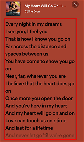 دیدن متن آهنگ در اسپاتیفای