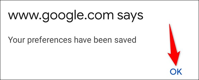 اعلان ذخیره تنظیمات گوگل