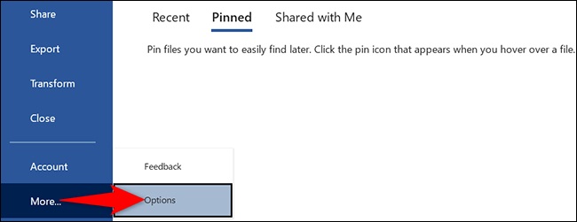 تنظیمات Options مایکروسافت ورد