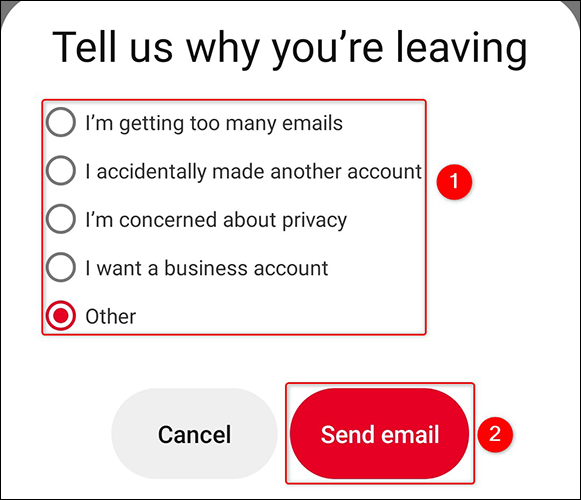 حذف حساب کاربری پینترست