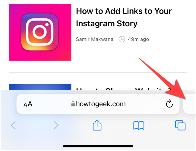 جابه جایی تب های سافاری در آیفون