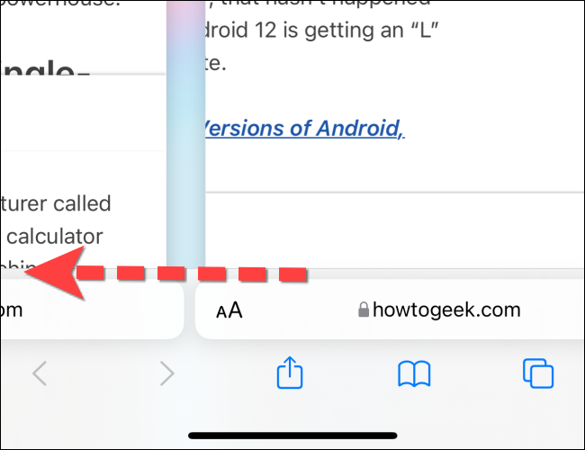 جابه جایی تب های سافاری در آیفون
