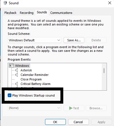 غیر فعال کردن صدای استارت آپ ویندوز ۱۱