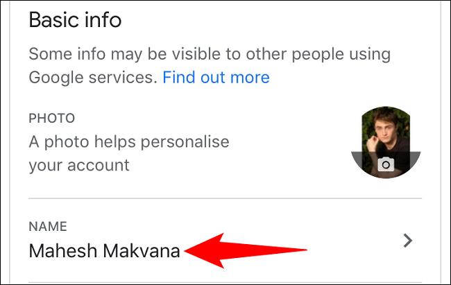 تغییر نام حساب کاربری گوگل در آیفون و آیپد