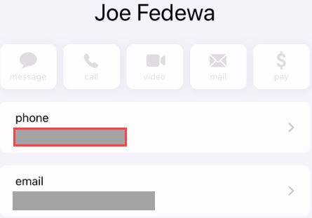 پیدا کردن شماره تلفن برروی ios