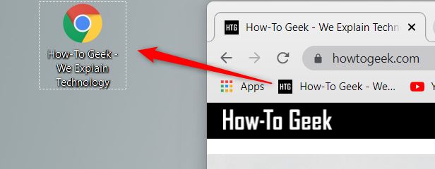 سایت بوک مارک شده را بکشید و روی صفحهی دسکتاب بیندازید