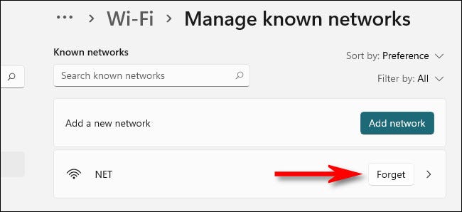 حذف یا Forget یک شبکه وای فای ذخیره شده از طریق Settings ویندوز 11