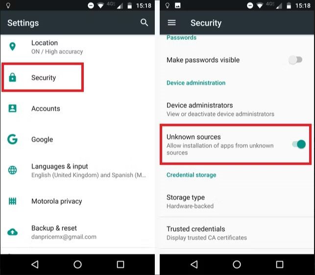 نحوه فعال کردن Sideload در Android 7 Nougat و قدیمی‌تر