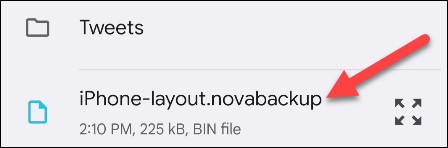 انتخاب فایل پشتیبان لانچر Nova