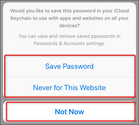 پیغام درخواست ذخیره رمز عبور در سافاری