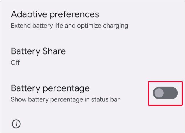 گزینه Battery Percentage