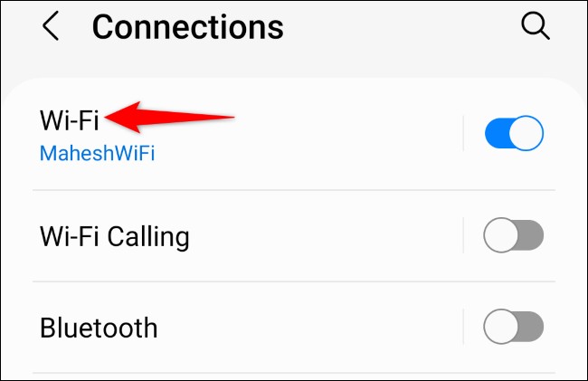 بخش Connections > Wi-Fi تنظیمات اندروید