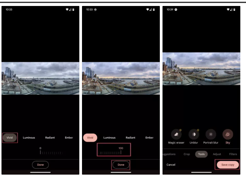 تغییر رنگ آسمان عکس در Google Photos