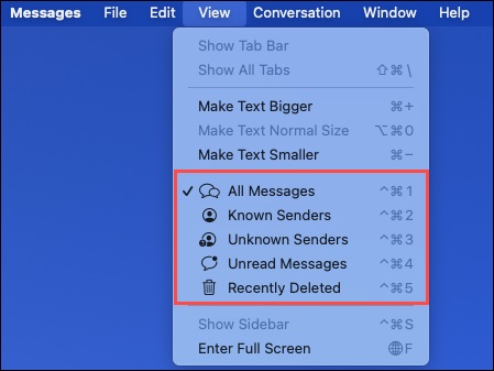 فیلترکردن پیام‌ها با برنامه Messages اپل