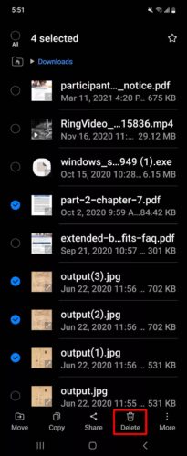 حذف فایل‌های دانلود شده در اندروید با استفاده از برنامه Samsung My Files